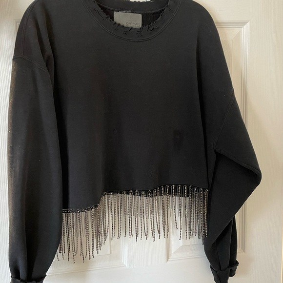 LF Crewneck Sweatshirt with Rhinestone Fringe - Picture 3 of 4